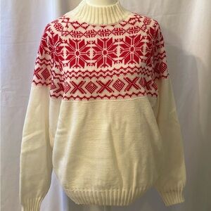 Vintage That’s Me Women’s Red Snowflake Ski Winter Sweater, Size Large
